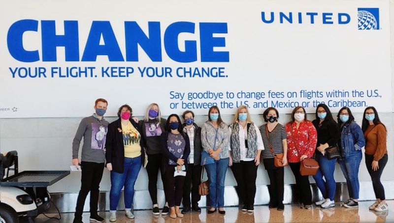 The School Tours of America Houston staff toured the United Airlines terminal to preview the enhanced safety measures.